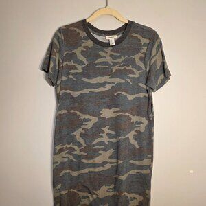 Camo Print T Shirt Dress - Small